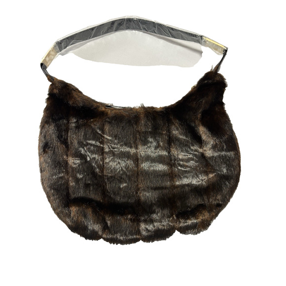 Susan Lucci Brown Black Faux Fur Shoulder Bag Slouchy Vtg Y2K Hippie Festival - Picture 3 of 10